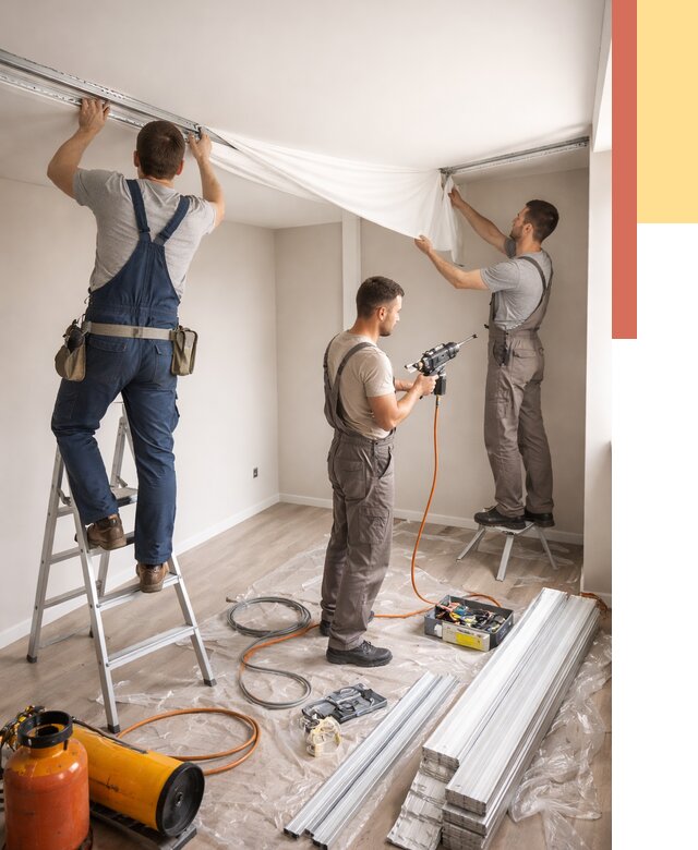 Монтаж натяжного потолка в студии в Петрозаводске от 5583 руб. — быстро и недорого | ОТДЕЛОЧНИК-Птр