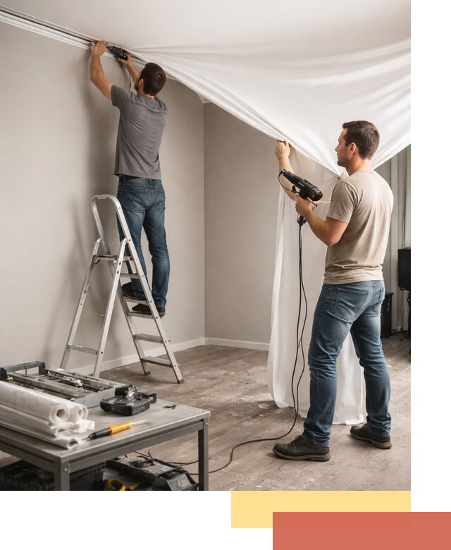 Монтаж натяжного потолка в студии в Петрозаводске