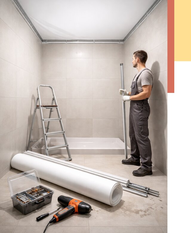 Монтаж натяжного потолка в санузле в Петрозаводске от 1878 руб. — ОТДЕЛОЧНИК-Птр