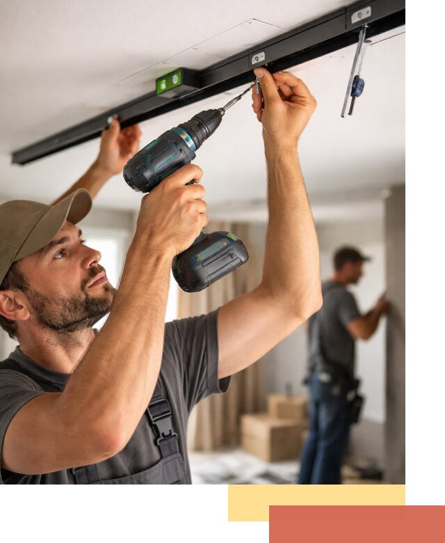 Установка трековых светильников в натяжной потолок в Петрозаводске