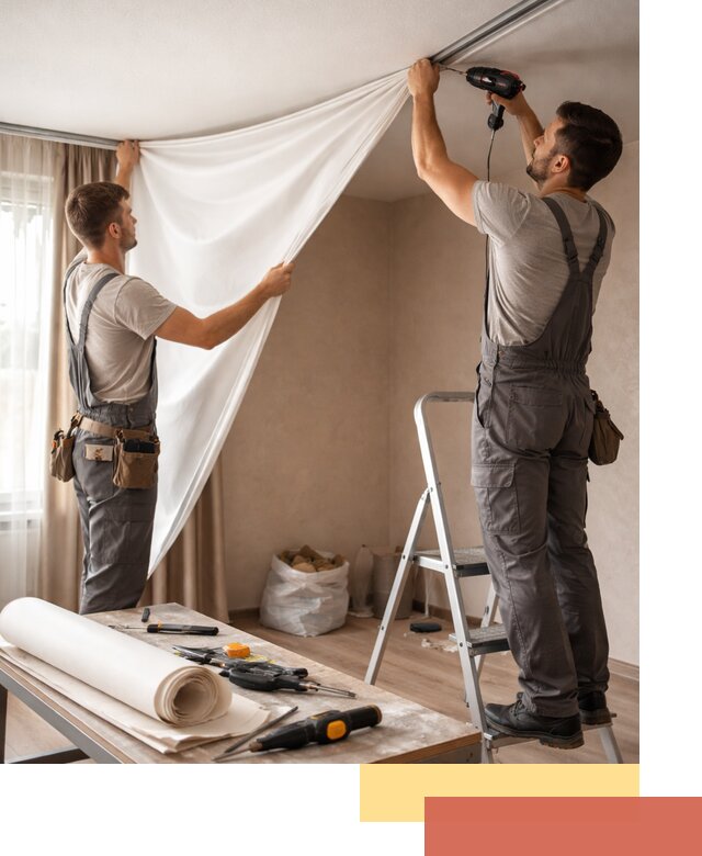 Замена полотна натяжного потолка в Петрозаводске быстро и качественно