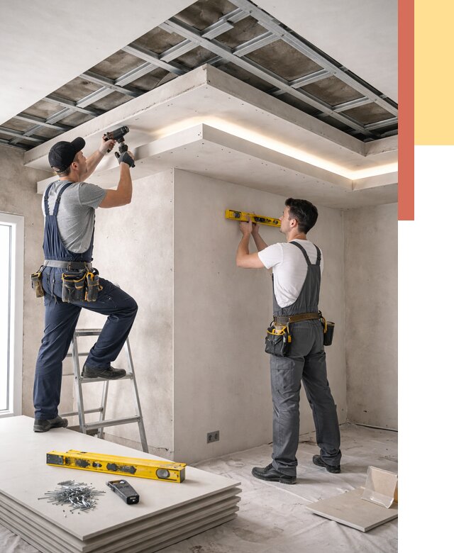 Двухуровневый потолок из гипсокартона в Петрозаводске от 1472 руб. под ключ | ОТДЕЛОЧНИК-Птр