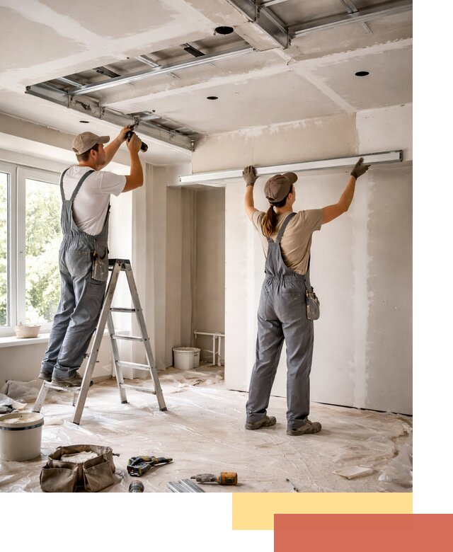 Монтаж многоуровневого потолка из гипсокартона в Петрозаводске