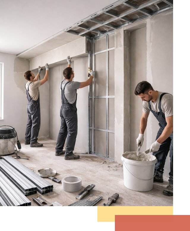 Монтаж потолка из гипсокартона с нишей в Петрозаводске