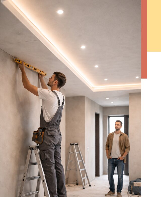 Потолок из гипсокартона с подсветкой в Петрозаводске от 761 руб./м2 под ключ | ОТДЕЛОЧНИК-Птр