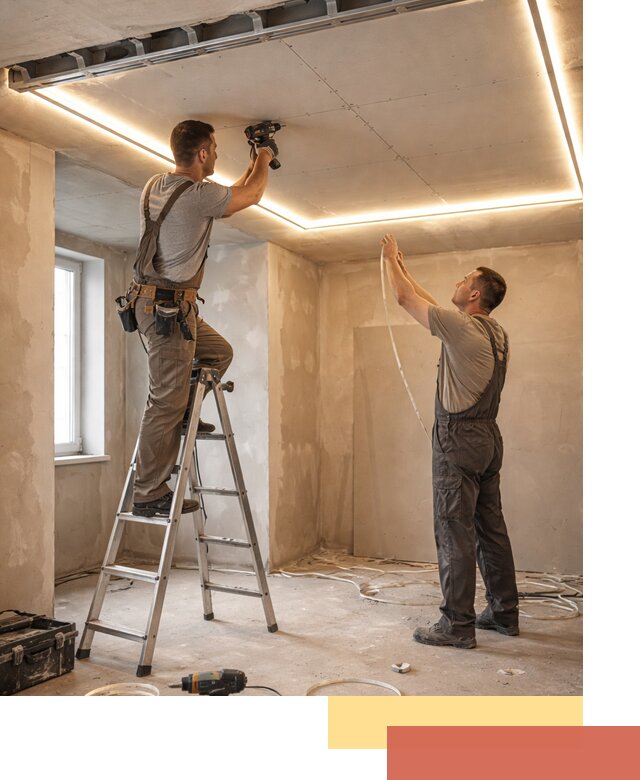 Потолок из гипсокартона с подсветкой в Петрозаводске