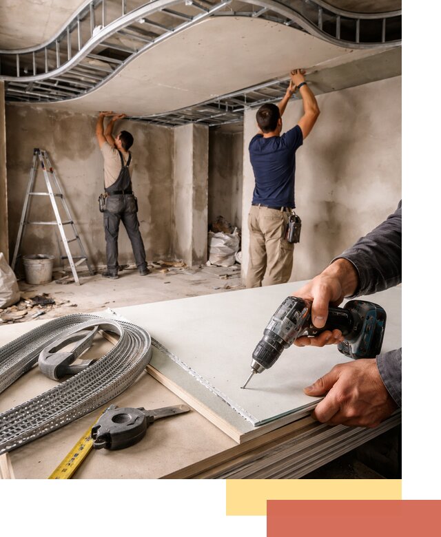 Криволинейный потолок из гипсокартона в Петрозаводске — монтаж и отделка