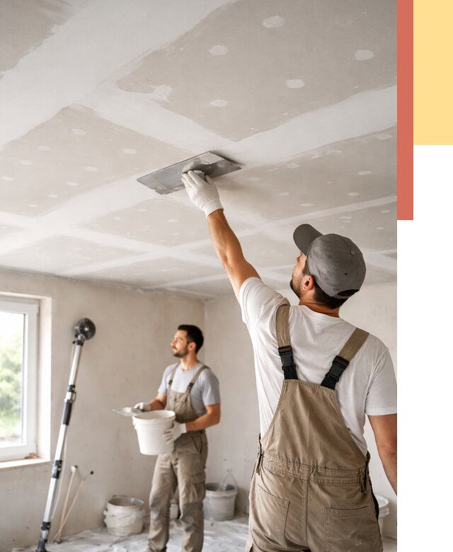 Шпаклевка потолка из гипсокартона в Петрозаводске от 3248 руб./м2 — услуги под ключ | ОТДЕЛОЧНИК-Птр