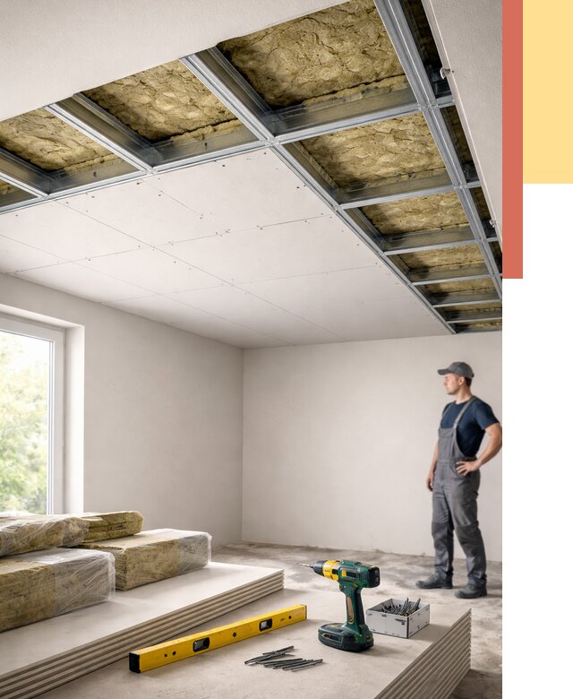 Звукоизоляция потолка ГКЛ в Петрозаводске от 964 руб. — монтаж под ключ | ОТДЕЛОЧНИК-Птр