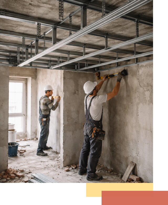 Монтаж каркаса потолка из профильного профиля в Петрозаводске