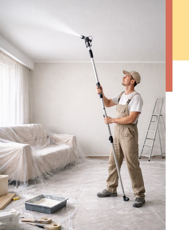 Покраска потолка краскопультом в Петрозаводске от 4568 руб. быстро и недорого | ОТДЕЛОЧНИК-Птр