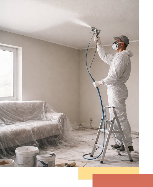 Покраска потолка краскопультом в Петрозаводске быстро и качественно